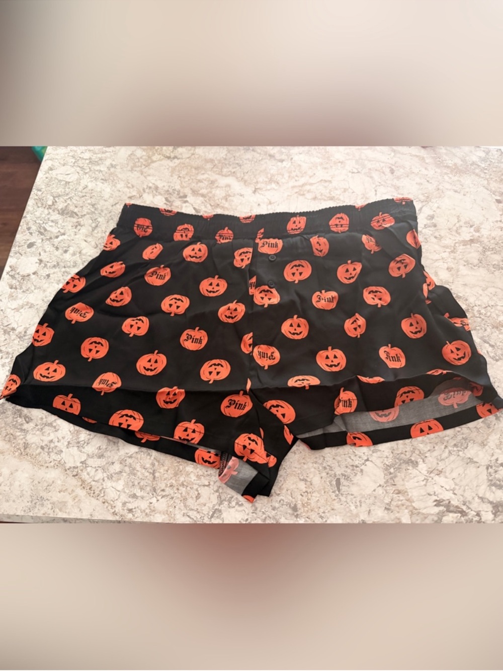 VS PINK Pumpkin Pajama Shorts Halloween Large NWT